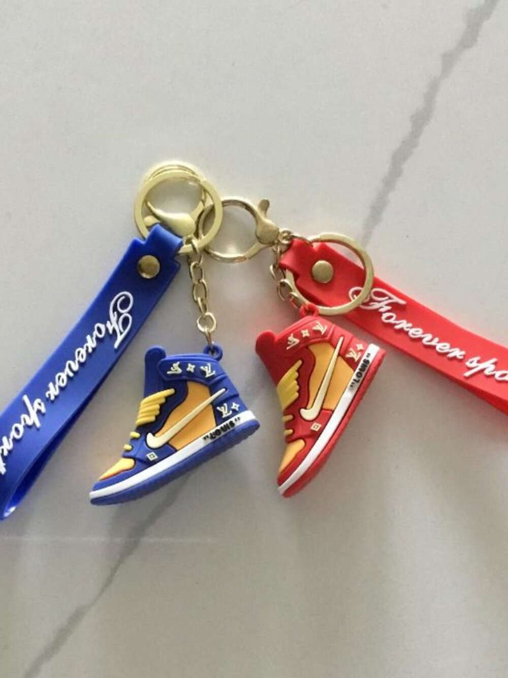 Forever Sports “Retro High Tops” Keychain Bag Charm Set of 2 - $15-1 Blue, 1 Red